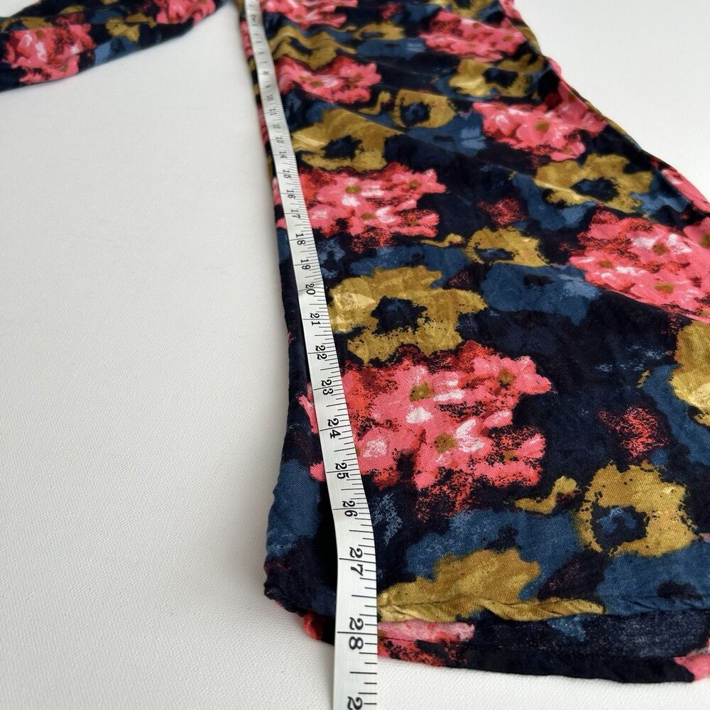 Abercrombie & Fitch Floral Wide Leg Flowy Colorful Pants Black Flat Front Size 2 - Picture 6 of 14